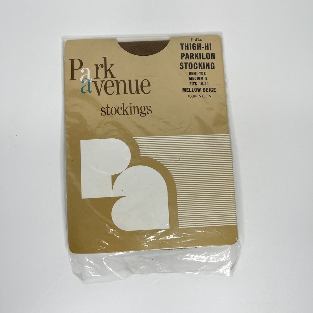 Park Avenue Stockings‎ Thigh-Hi Parkilon Mellow Beige Demi-Toe Medium B 10-11